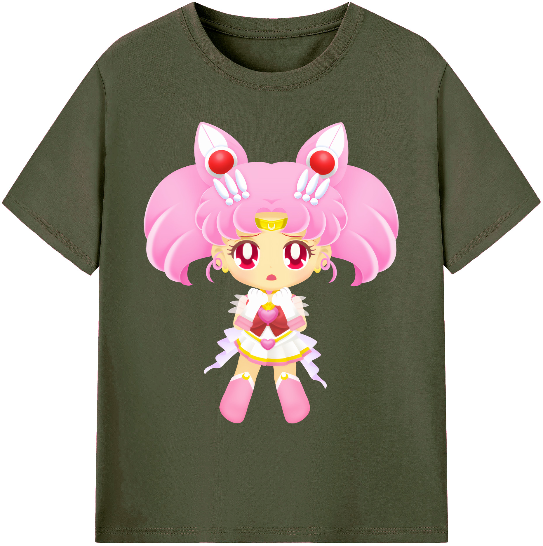 （画像用） 美少女戦士セーラームーン ちびうさ Sailor Moon Chibiusa Tsukino Usagi Small Lady Serenity 綿100％ メンズ半袖Tシャツ｜肌触りやわらか＆通気性